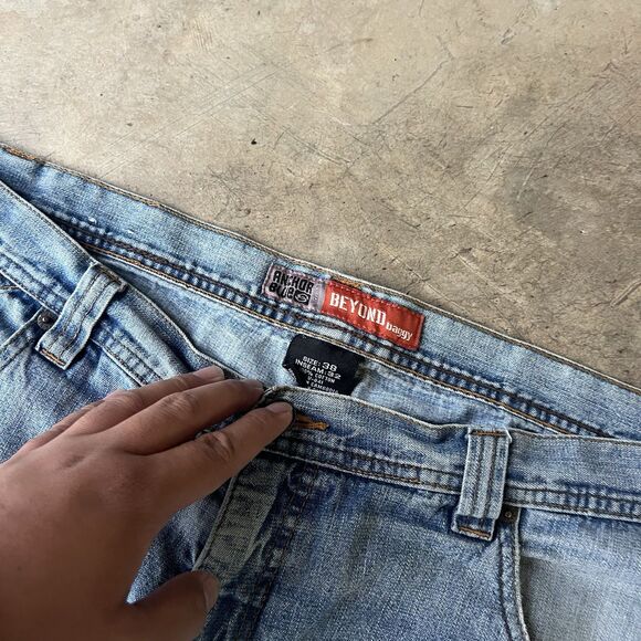 Vintage Anchor Blue Beyond Baggy Jeans 38 32 Navy Blue Distressed Skater Grunge - Picture 4 of 5